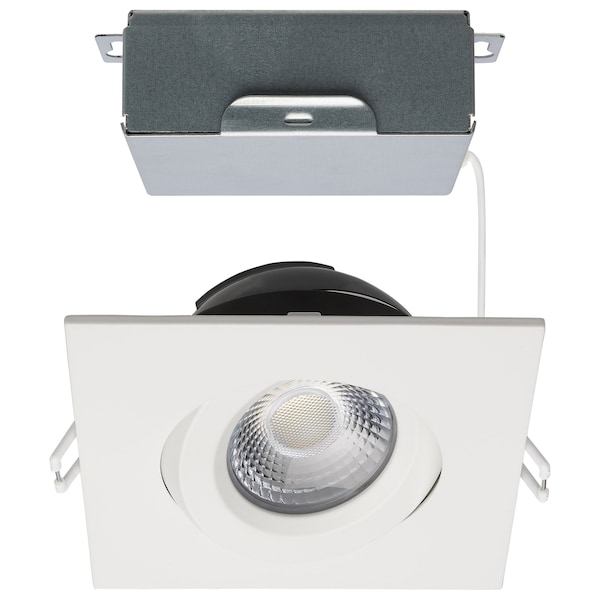 Satco 12W LED Downlight, Gimbal 4 in, CCT Select, Square, Remote Driver, White, 850L 120V S11621R1 - main